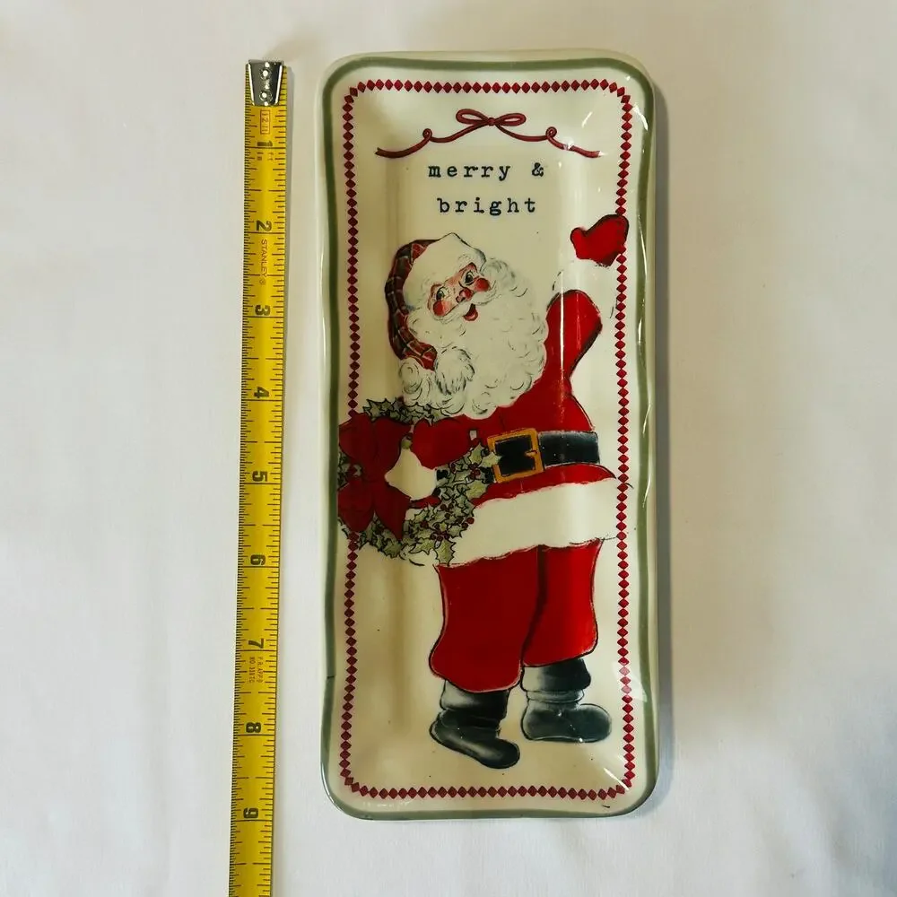 Mud Pie Merry & Bright Santa Vintage Everything Plate Trinket Dish